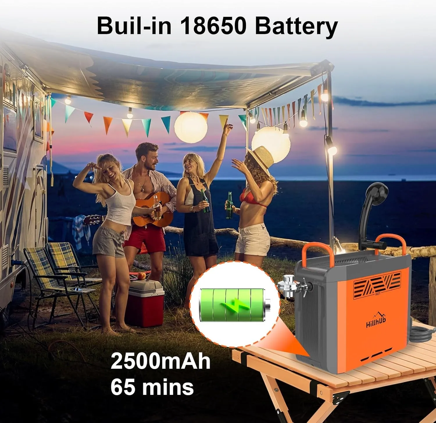 Portable Propane Water Heater with Water Pump&Showerhead,Instant Hot Water Heater with Built-In Battery for Showering&Cleaning,Outdoor